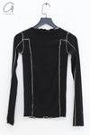 BASERANGE Long Sleeve T-Shirt TTML Collection Ribbed Cotton Portugal BAS-TTML-RB-SU24-HEI Black